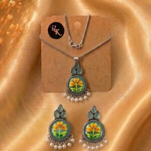 Neck Piece with earrings - 2627-0016